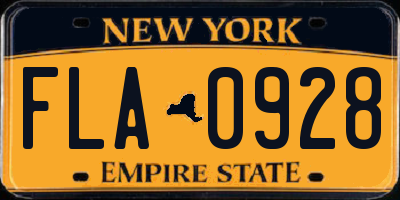 NY license plate FLA0928