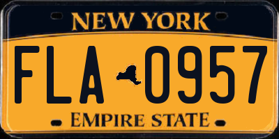 NY license plate FLA0957