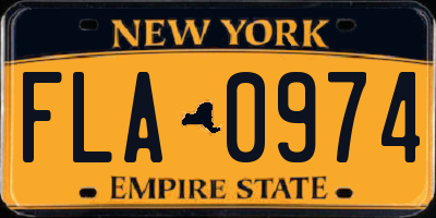 NY license plate FLA0974
