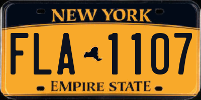 NY license plate FLA1107