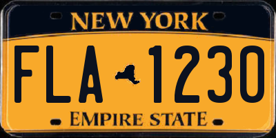 NY license plate FLA1230