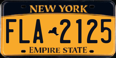 NY license plate FLA2125