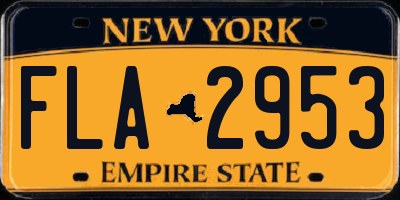 NY license plate FLA2953