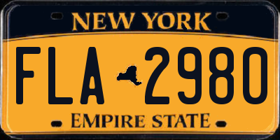 NY license plate FLA2980
