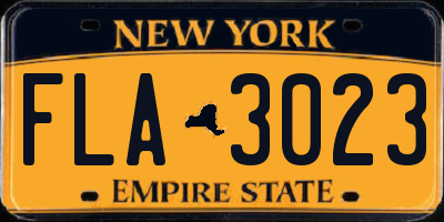 NY license plate FLA3023