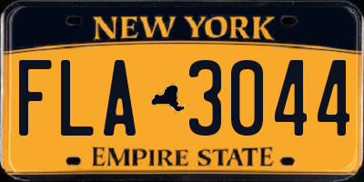 NY license plate FLA3044