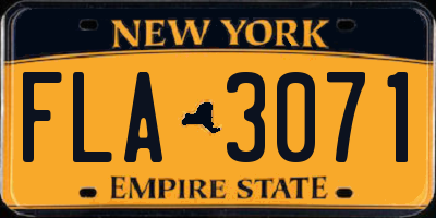 NY license plate FLA3071