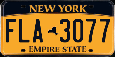 NY license plate FLA3077