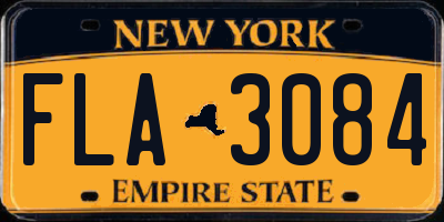 NY license plate FLA3084