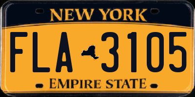 NY license plate FLA3105