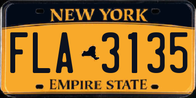 NY license plate FLA3135