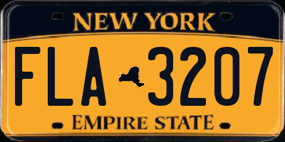 NY license plate FLA3207
