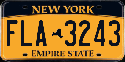 NY license plate FLA3243