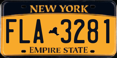 NY license plate FLA3281