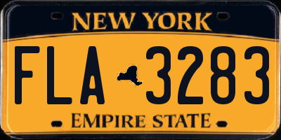 NY license plate FLA3283
