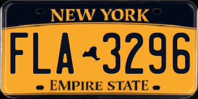 NY license plate FLA3296