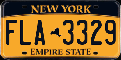 NY license plate FLA3329