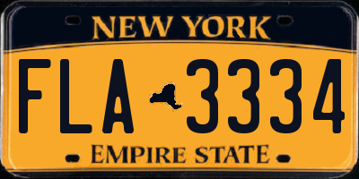 NY license plate FLA3334