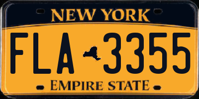 NY license plate FLA3355