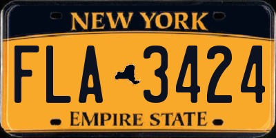NY license plate FLA3424