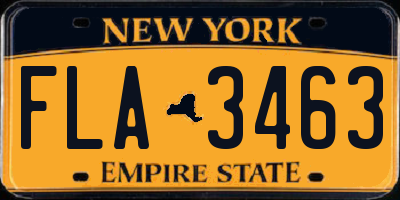 NY license plate FLA3463