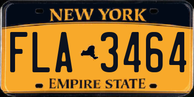 NY license plate FLA3464