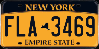 NY license plate FLA3469