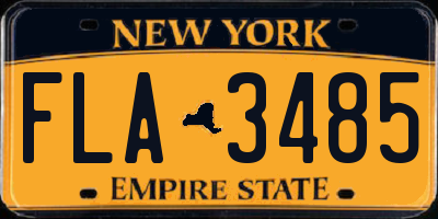 NY license plate FLA3485