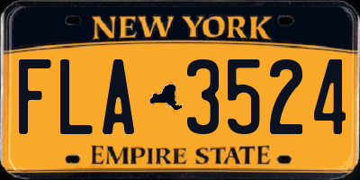 NY license plate FLA3524