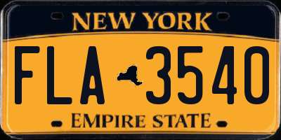 NY license plate FLA3540