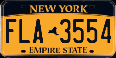 NY license plate FLA3554