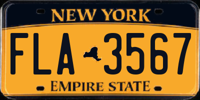 NY license plate FLA3567