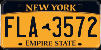 NY license plate FLA3572