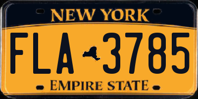 NY license plate FLA3785