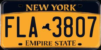 NY license plate FLA3807