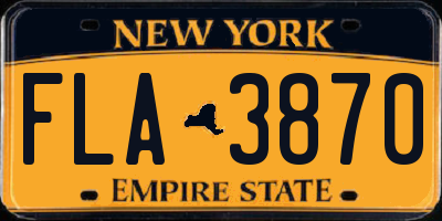 NY license plate FLA3870