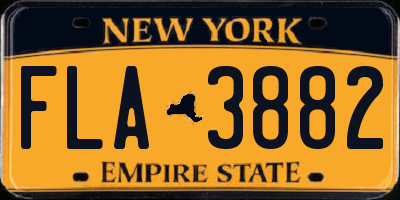 NY license plate FLA3882