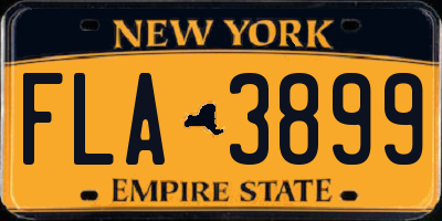 NY license plate FLA3899