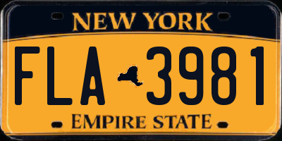 NY license plate FLA3981