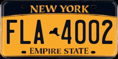 NY license plate FLA4002