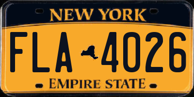 NY license plate FLA4026