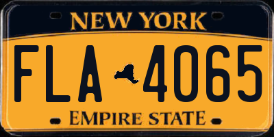NY license plate FLA4065