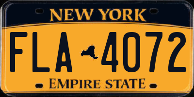 NY license plate FLA4072
