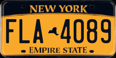 NY license plate FLA4089