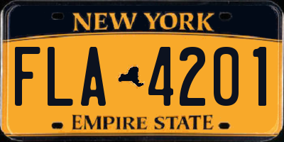 NY license plate FLA4201