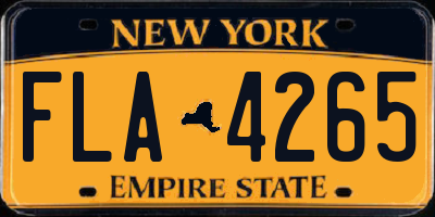 NY license plate FLA4265