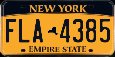 NY license plate FLA4385