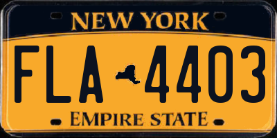 NY license plate FLA4403