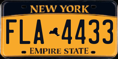 NY license plate FLA4433