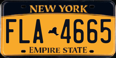 NY license plate FLA4665
